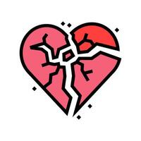 broken heart fracture color icon illustration vector