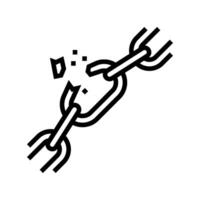 broken chain link fracture line icon illustration vector