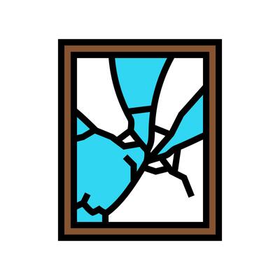 shattered mirror fracture color icon illustration