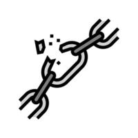 broken chain link fracture color icon illustration vector