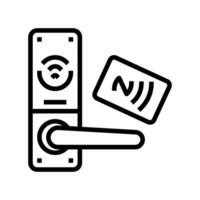 tap unlock nfc technology line icon illustration vector
