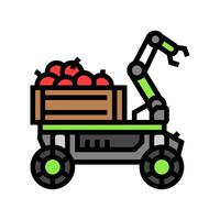 fruit picker robot harvests color icon illustration vector
