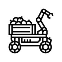 fruit picker robot harvests line icon illustration vector