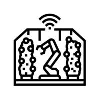 automated greenhouse robot harvests line icon illustration vector