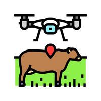 livestock monitoring robot harvests color icon illustration vector