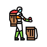 crop baskets robot harvests color icon illustration vector
