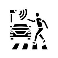 pedestrian detection autonomous vehicle glyph icon illustration vector