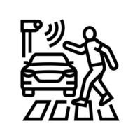 pedestrian detection autonomous vehicle line icon illustration vector