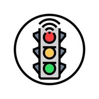 smart traffic sign autonomous vehicle color icon illustration vector