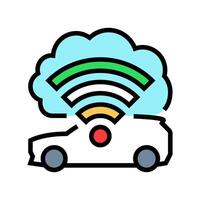 cloud connected car autonomous vehicle color icon illustration vector