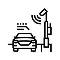 highway with sensors autonomous vehicle line icon illustration vector