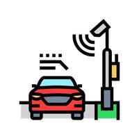 highway with sensors autonomous vehicle color icon illustration vector