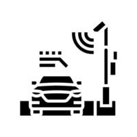 highway with sensors autonomous vehicle glyph icon illustration vector