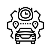 route optimization autonomous vehicle line icon illustration vector