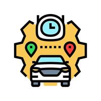 route optimization autonomous vehicle color icon illustration vector