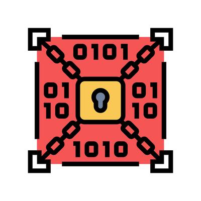 encryption lock big data color icon illustration
