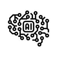 ai brain big data line icon illustration vector