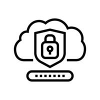 security lock cloud computing line icon illustration vector