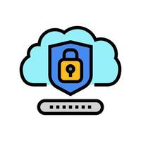 security lock cloud computing color icon illustration vector