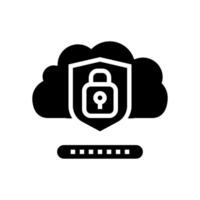 security lock cloud computing glyph icon illustration vector
