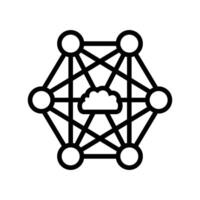 network nodes cloud computing line icon illustration vector