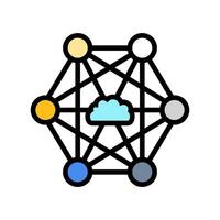 network nodes cloud computing color icon illustration vector