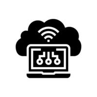 virtual machine cloud computing glyph icon illustration vector