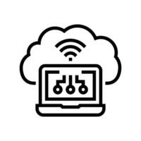 virtual machine cloud computing line icon illustration vector