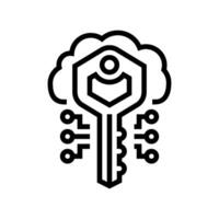 encryption key cloud computing line icon illustration vector