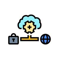 hybrid cloud computing color icon illustration vector