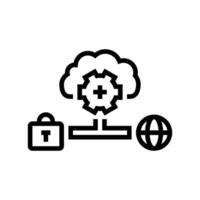 hybrid cloud computing line icon illustration vector