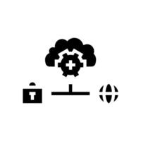 hybrid cloud computing glyph icon illustration vector