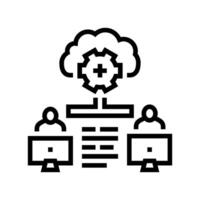collaboration cloud computing line icon illustration vector