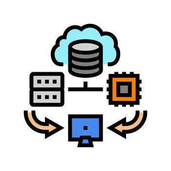 edge computing node data center color icon illustration vector