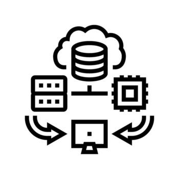 edge computing node data center line icon illustration vector