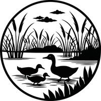 Minimalist Nature Illustration Encapsulated in a Circle. vector