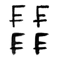 Hand drawn swiss franc set Brush stroke doodle Single element for design vector