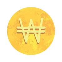 Hand drawn won Gold currency symbol Brush stroke doodle Single element for design vector
