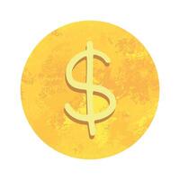 Hand drawn dollar Gold currency symbol Brush stroke doodle Single element for design vector