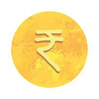 Hand drawn rupee Gold currency symbol Brush stroke doodle Single element for design vector