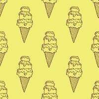 Seamless pattern with ice cream doodle for decorative print, wrapping paper, greeting cards, wallpaper and fabric vector