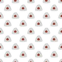Seamless pattern with onigiri for decorative print, wrapping paper, menu, wallpaper and fabric vector