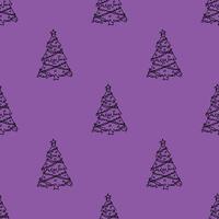 Seamless pattern with geometric minimal scandinavian Christmas tree doodle for decorative print, wrapping paper, greeting cards and fabric vector