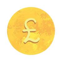 Hand drawn british pound Gold currency symbol Brush stroke doodle Single element for design vector
