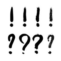 Hand drawn ink question and exclamation mark illustration in sketch style. Elements for design vector