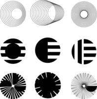a set of black and white circular shapes vector