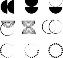 a set of black and white circles and lines vector