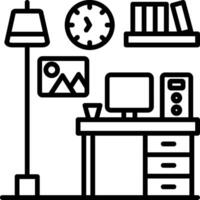 Computer Desk Line Icon vector