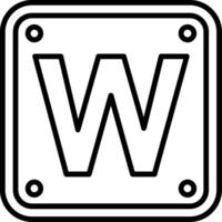 Letter W Line Icon vector