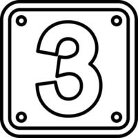 Number 3 Line Icon vector